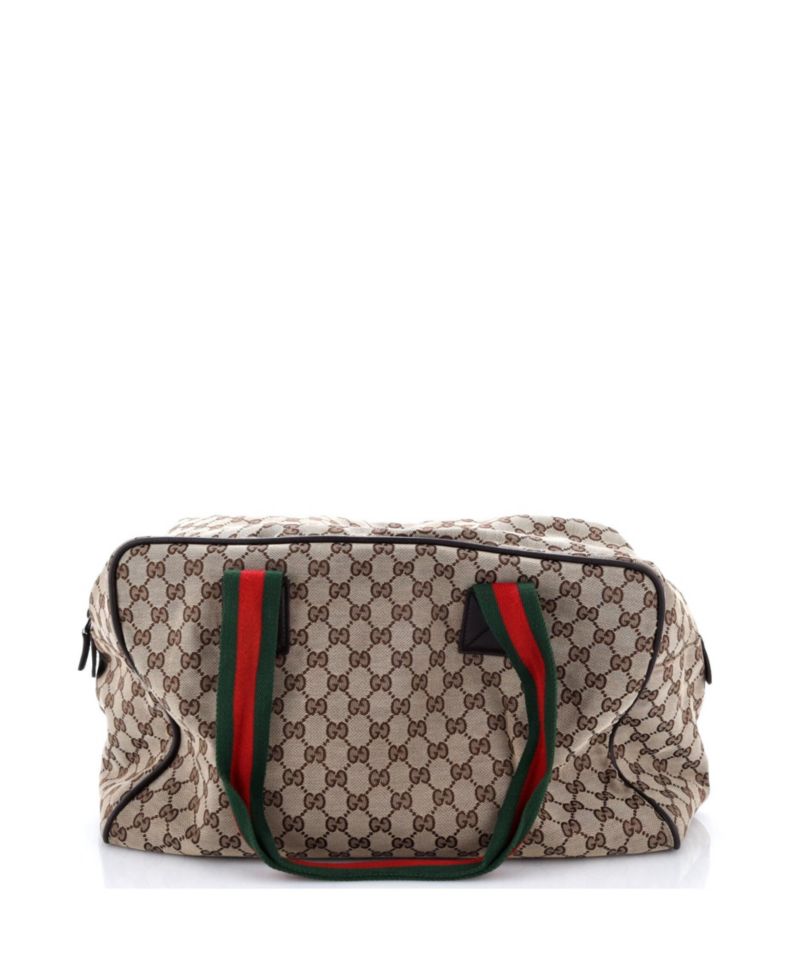 Large Web Strap Side Snap Carry On Duffle Bag GG Canvas