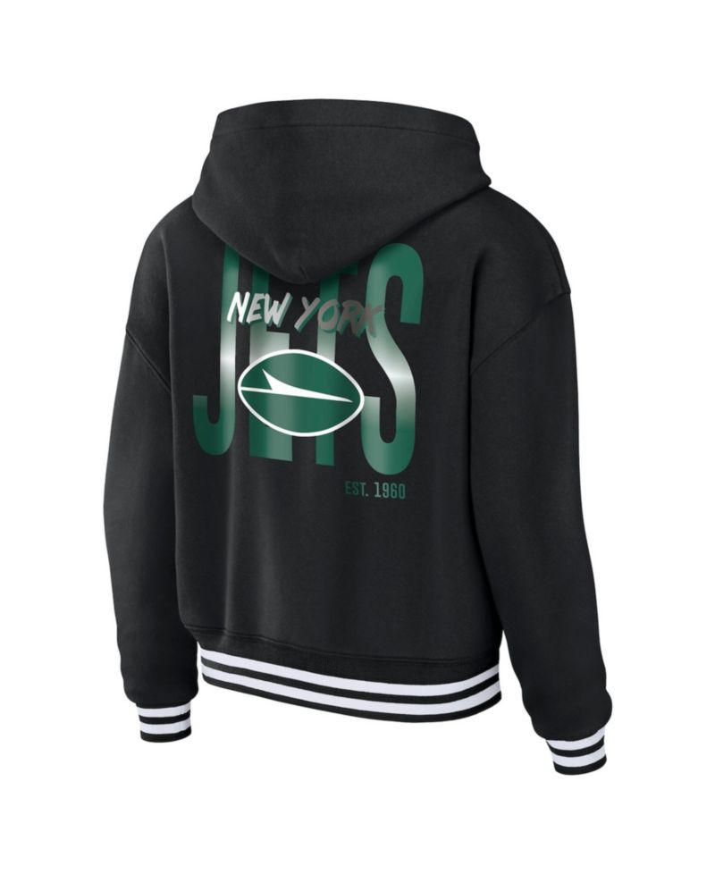Women's Black New York Jets Lace-Up Fleece Hoodie