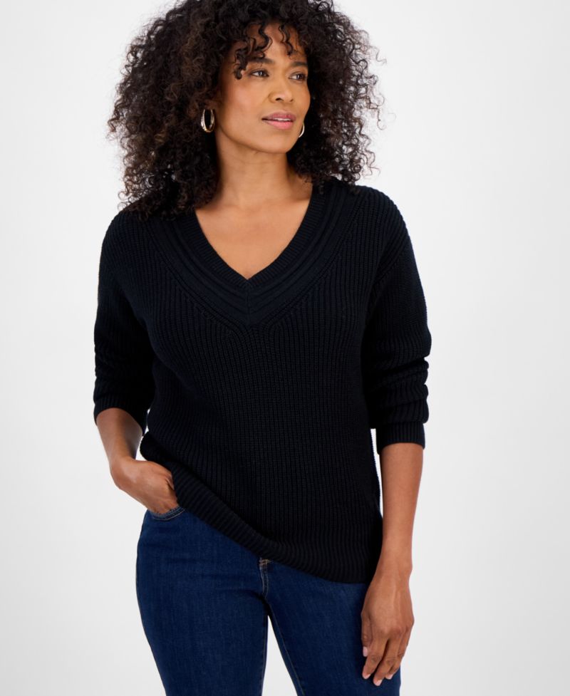 Women's V-Neck Long-Sleeve Sweater