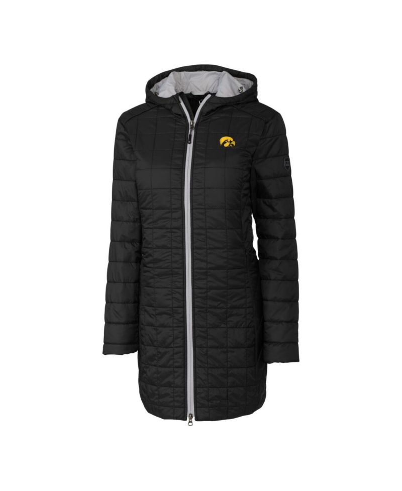 Women's Black Iowa Hawkeyes Rainier PrimaLoft Hooded Long Coat