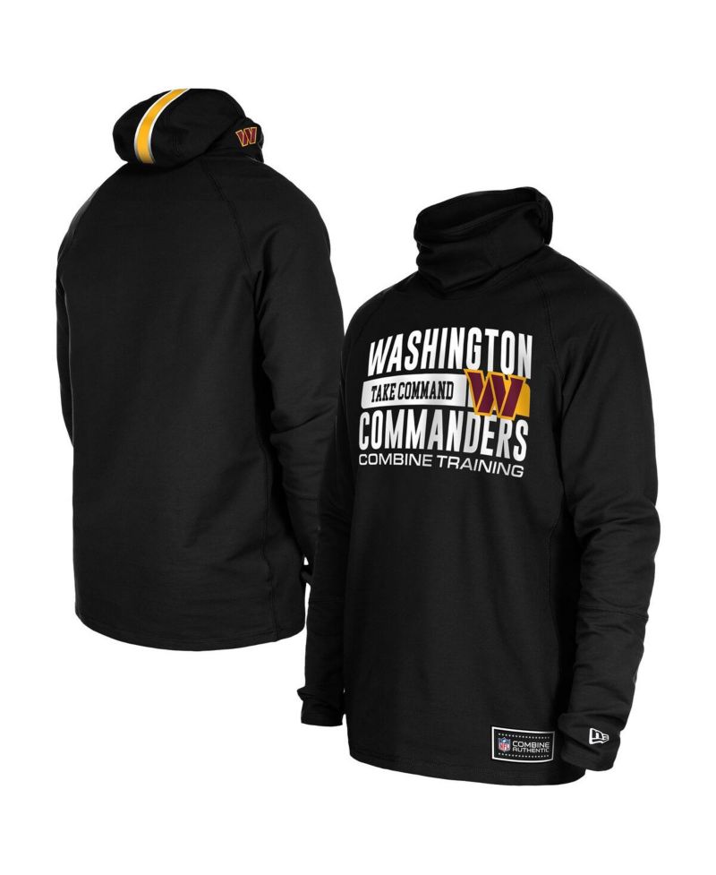 Men's Black Washington Commanders Functional Fandom Balaclava Helmet Stripe Tri-Blend Hoodie