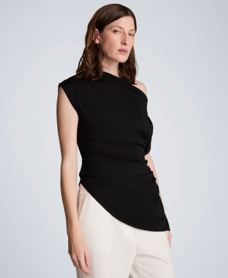 Women's Asymmetrical Drape Short-Sleeve Top