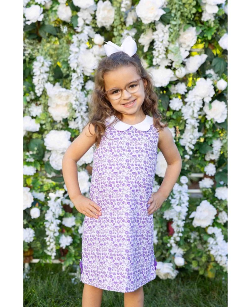 Little Girls Printed Pique Dress with Flowers
