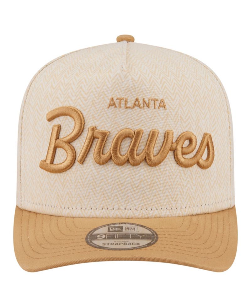 Men's Cream Atlanta Braves Herringbone 9FIFTY A-Frame Snapback Hat