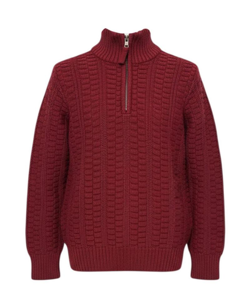 Little and Big Boys' S - XL Organic Half Zip Cable Pullover Sweater