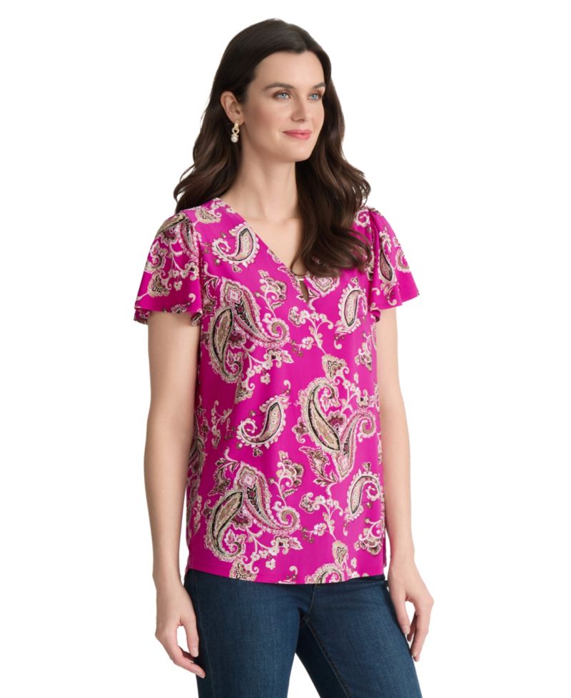 Women's Printed V-Neck Top