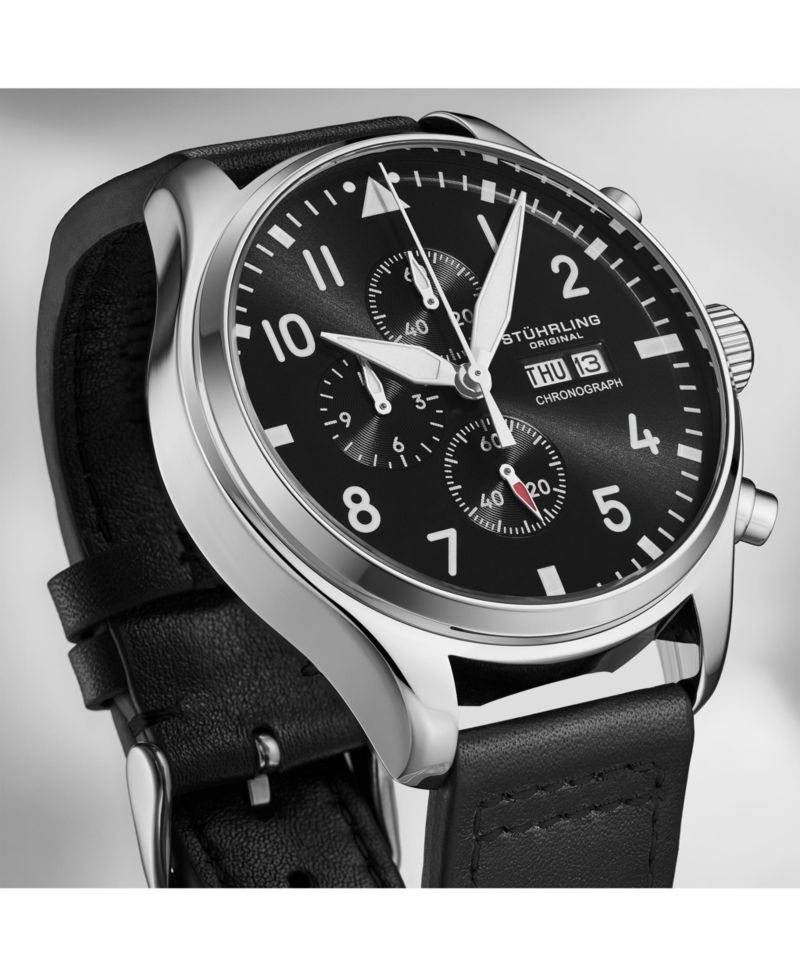 Navigator 4075 Men s 43mm Green Sunray Dial Brown Leather Strap Chronograph Quartz Watch
