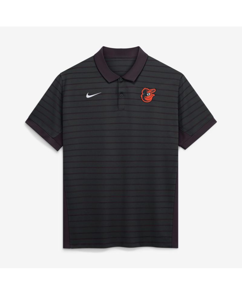 Men's Black Baltimore Orioles Authentic Collection Striped Victory Dri-FIT Polo Shirt