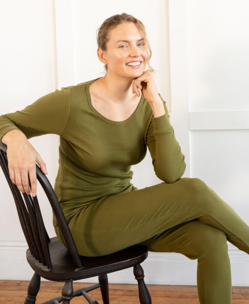 Womens Matching Family Two Piece Cotton Long Sleeve Shirt and Pants Solid Color Pajamas