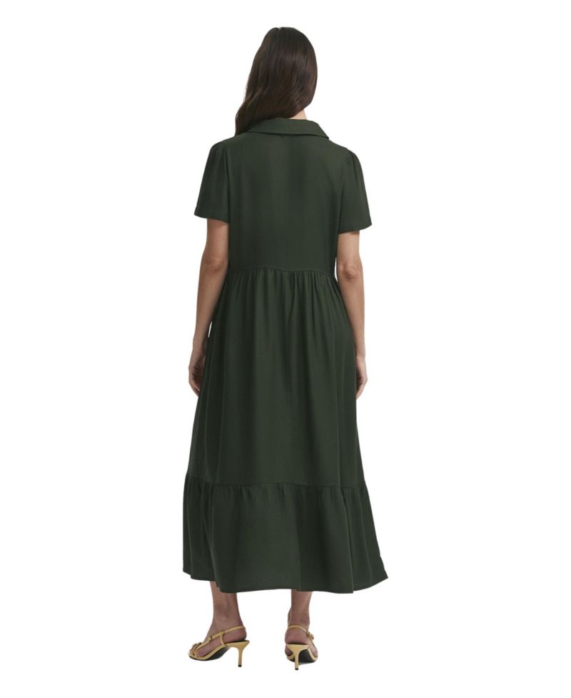 Women's Orion Collared Short-Sleeve Zip-Front Midi Dress