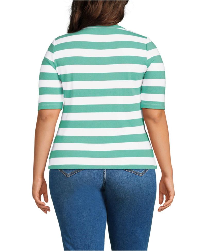 Plus Size Drapey Rib Fitted Elbow Sleeve Scoop Neck Tee
