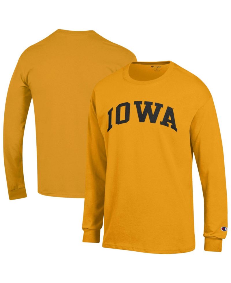 Men's Iowa Hawkeyes Basic Arch Long-Sleeve Crewneck Screen-Print T-Shirt