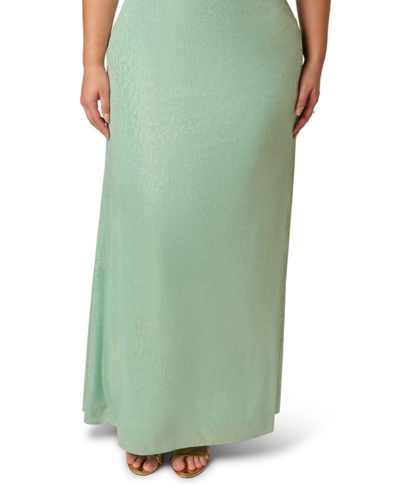 Plus Size Foiled One-Shoulder Ball Gown