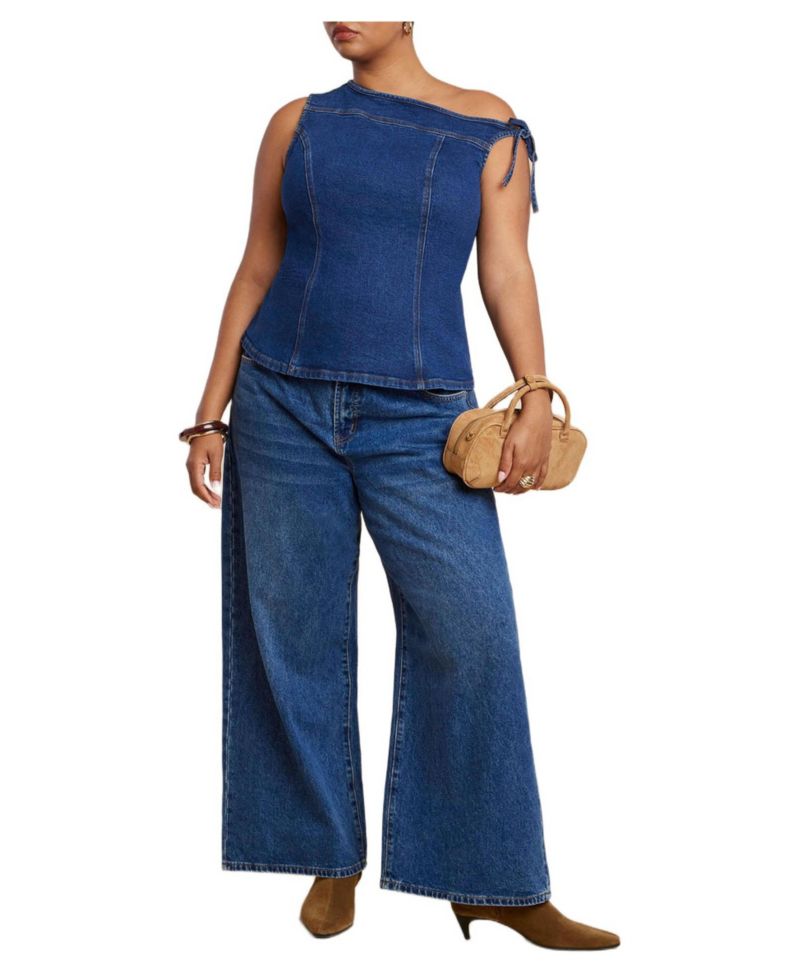 Women's Plus Size Asym Denim Top