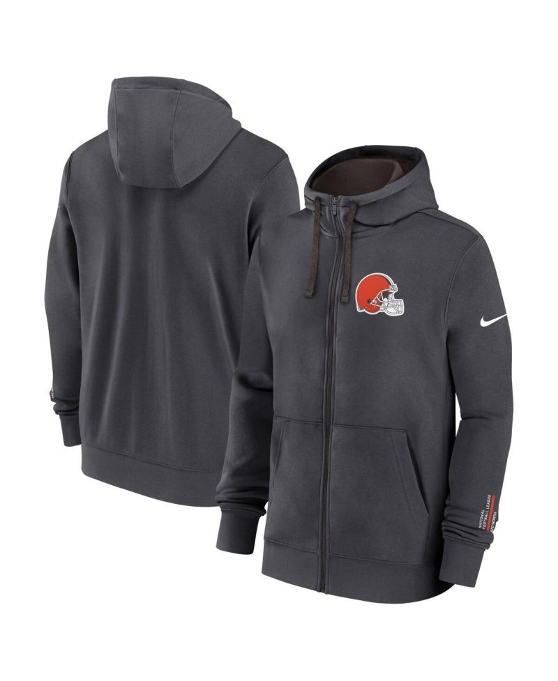 Men's Anthracite Cleveland Browns Primetime Club Full-Zip Hoodie