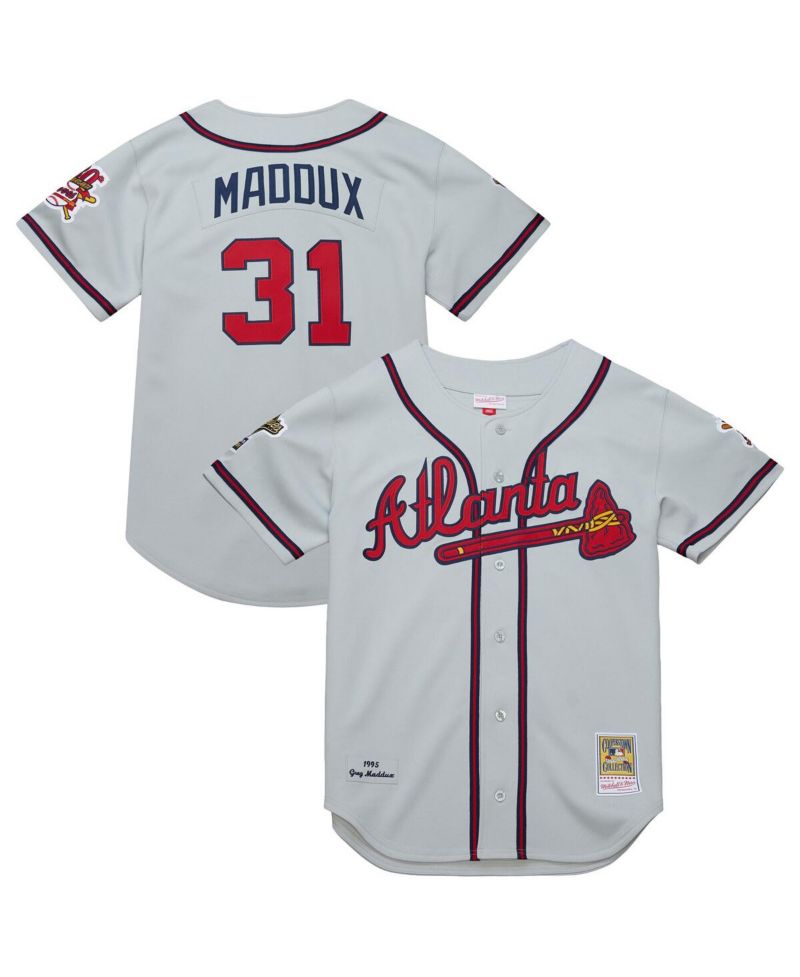 Men's Greg Maddux Gray Atlanta Braves 1995 Throwback Authentic Jersey