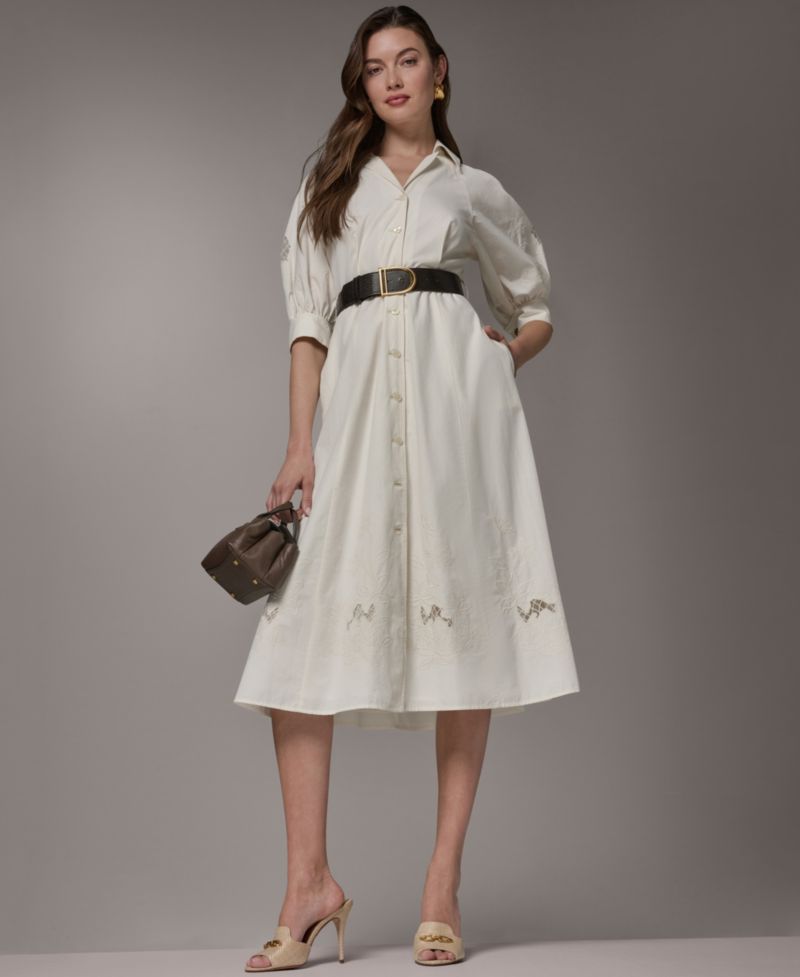 Women's Collared Belted Shirt-Dress