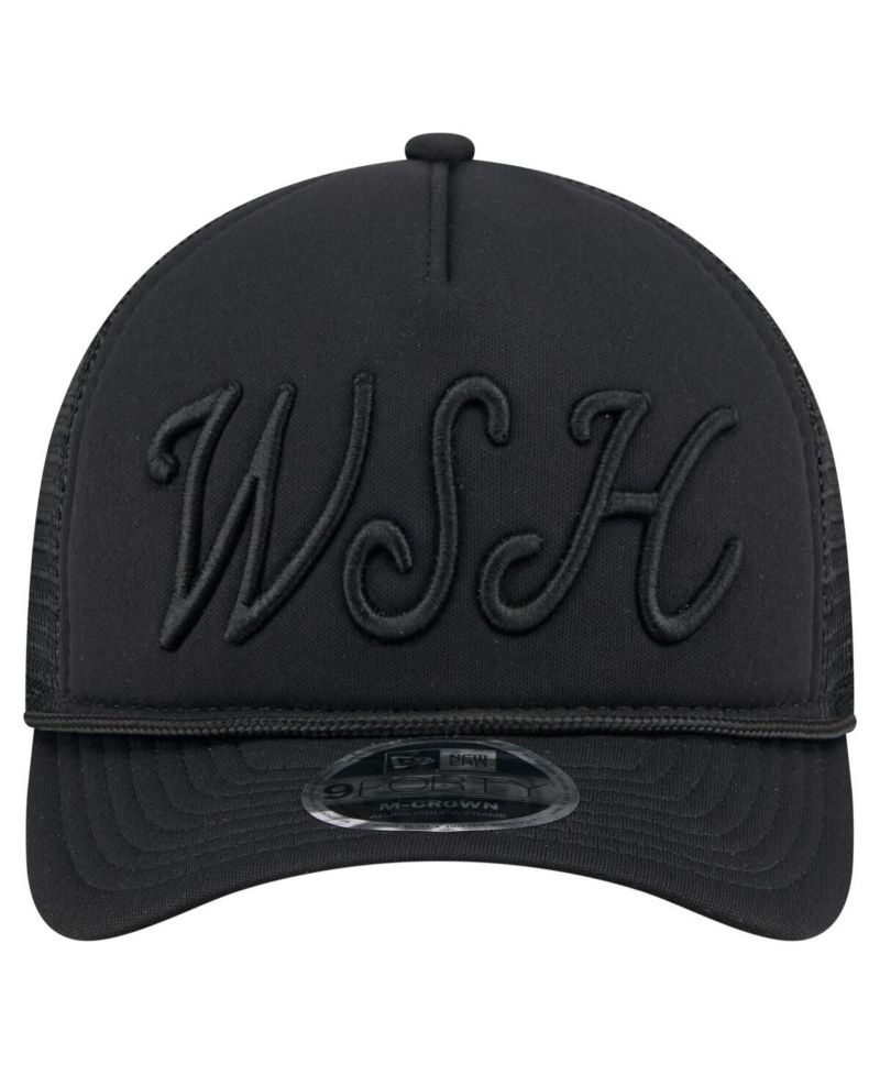 Men's Black Washington Nationals City Initial 9FORTY A-Frame M-Crown Adjustable Trucker Hat