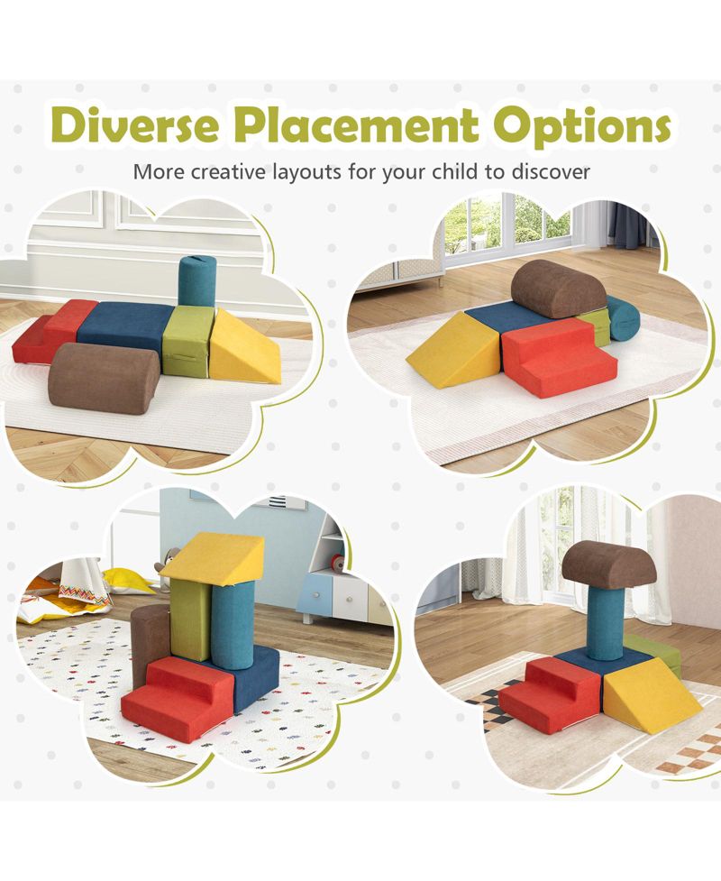 6-Piece Baby Climbing Blocks Set with High-Density Foam & Carry Handles