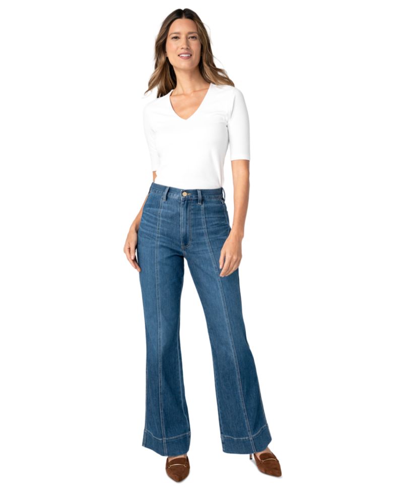Petite Relaxed High-Rise Seamed Bootcut Jeans