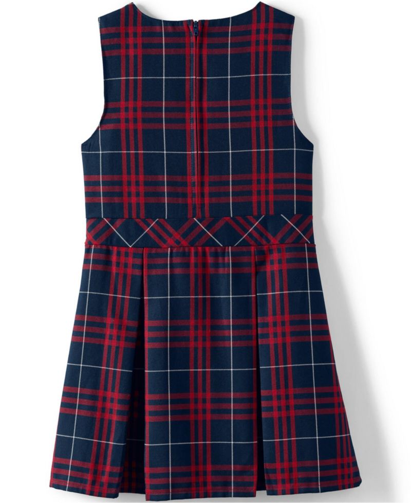 Child School Uniform Girls Plus Plaid Jumper Dress Top of Knee