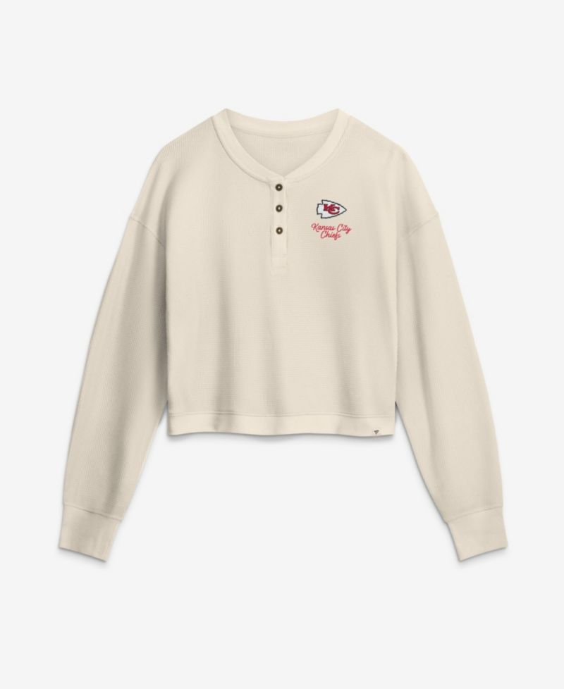 Women's Kansas City Chiefs Waffle-Knit Long-Sleeve Cropped T-Shirt