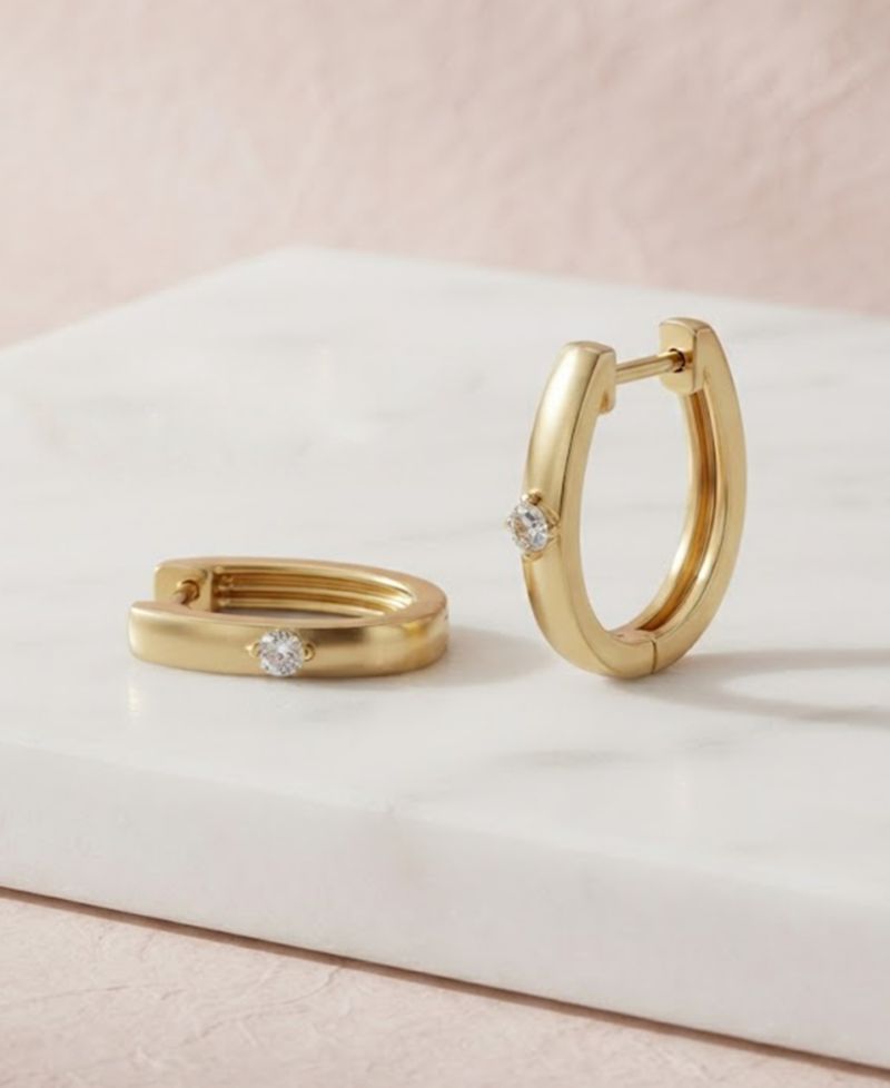 Lab-Grown Diamond Hoop Earrings (1/10 ct. t.w.) in 14k Yellow Gold-Plated Sterling Silver