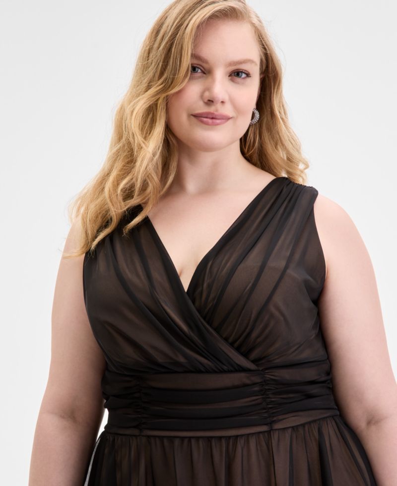 Plus Size Sleeveless Chiffon Midi Dress