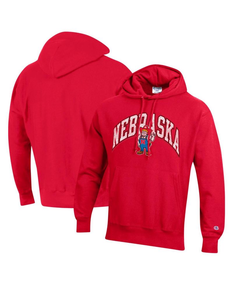 Men's Scarlet Nebraska Huskers Vault Late Night Reverse Weave Pullover Hoodie