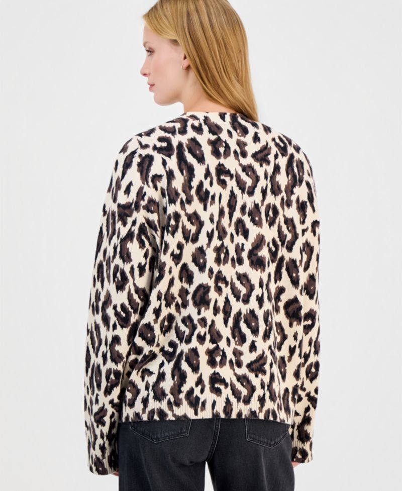 Women's Lailah Oversized Leopard-Print Long-Sleeve Cardigan