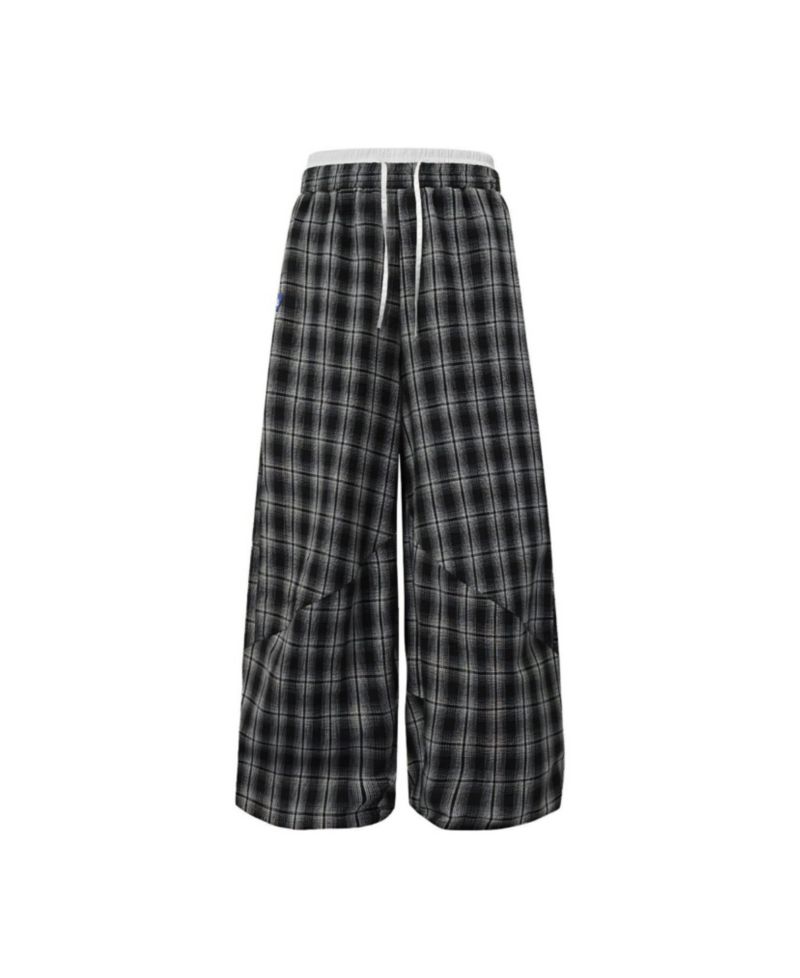 Women's Baggy Wide-Leg Plaid Sweatpants