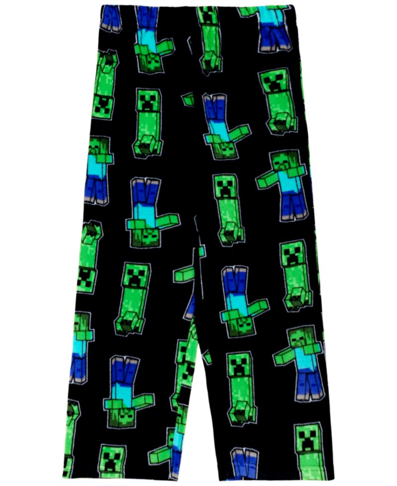 Boys' 4-20 Zombie Creeper Long-Sleeve Crewneck Minecraft Top and Pants Set