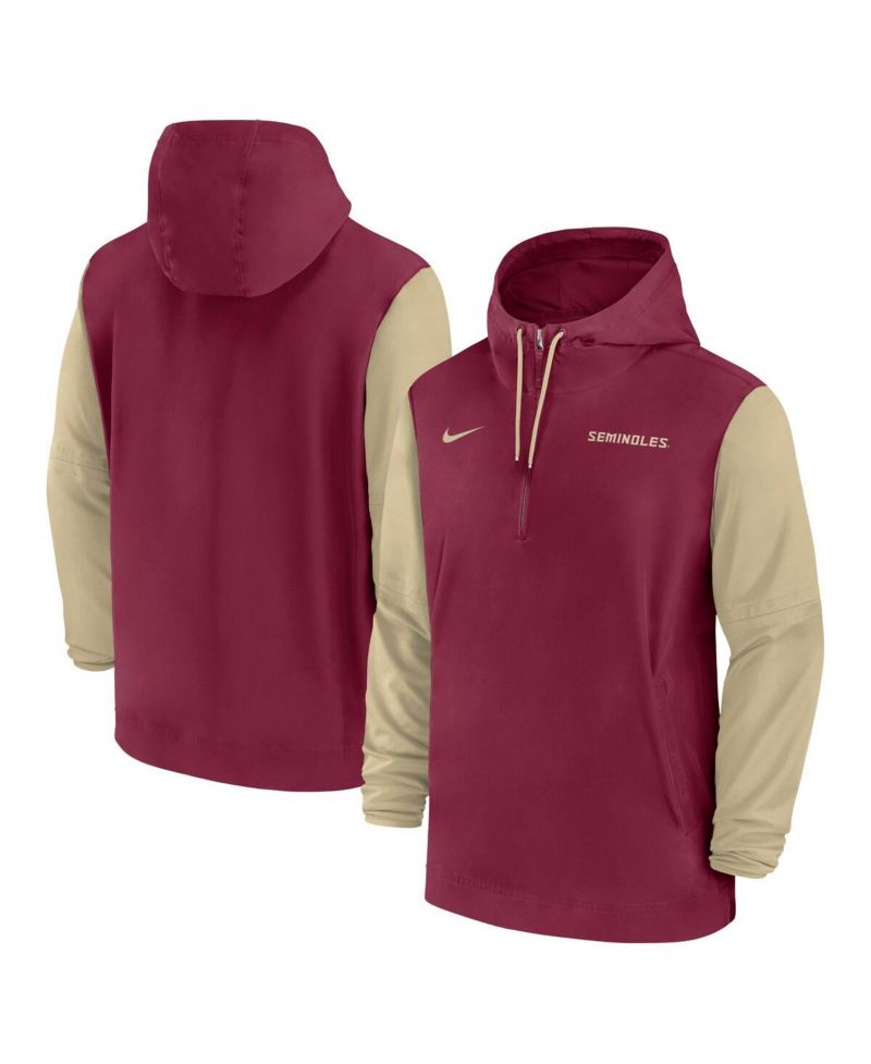 Men's Garnet Florida State Seminoles 2024 Sideline Pregame Player Half-Zip Hoodie