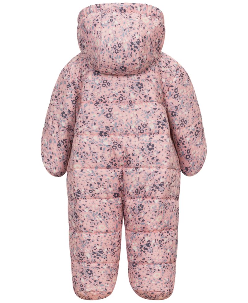 Baby Girls' Floral-Print Double-Zip Hooded One-Piece Snowsuit