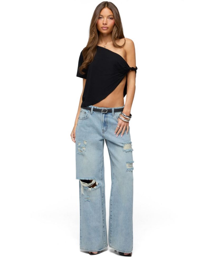 Women's Asymmetric Twisted Off Shoulder Top