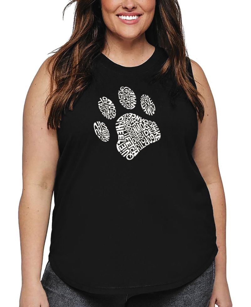 Plus Size Dog Paw Word Art Tank Top