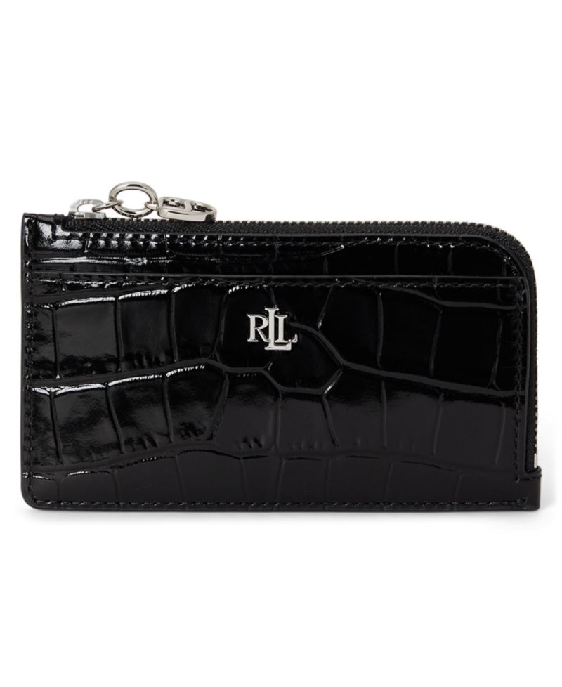 Croc-Embossed L-Zip Card Case Wallet