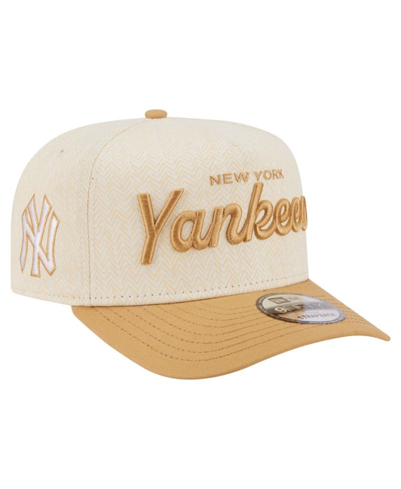 Men's Cream New York Yankees Herringbone 9FIFTY A-Frame Snapback Hat