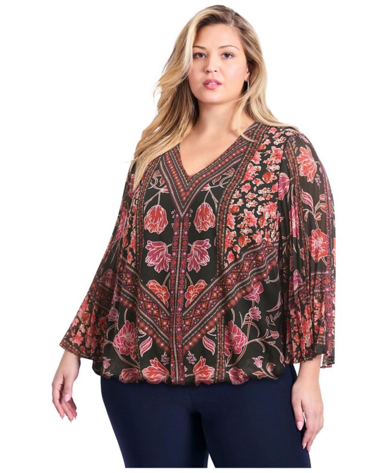 Women's Plus Size Harmony Pleat Sleeve Top