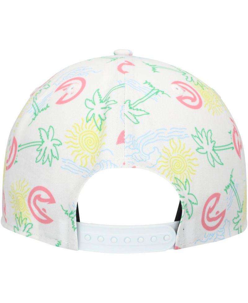 Men's White Atlanta Hawks Palm Trees and Waves Golfer Adjustable Hat