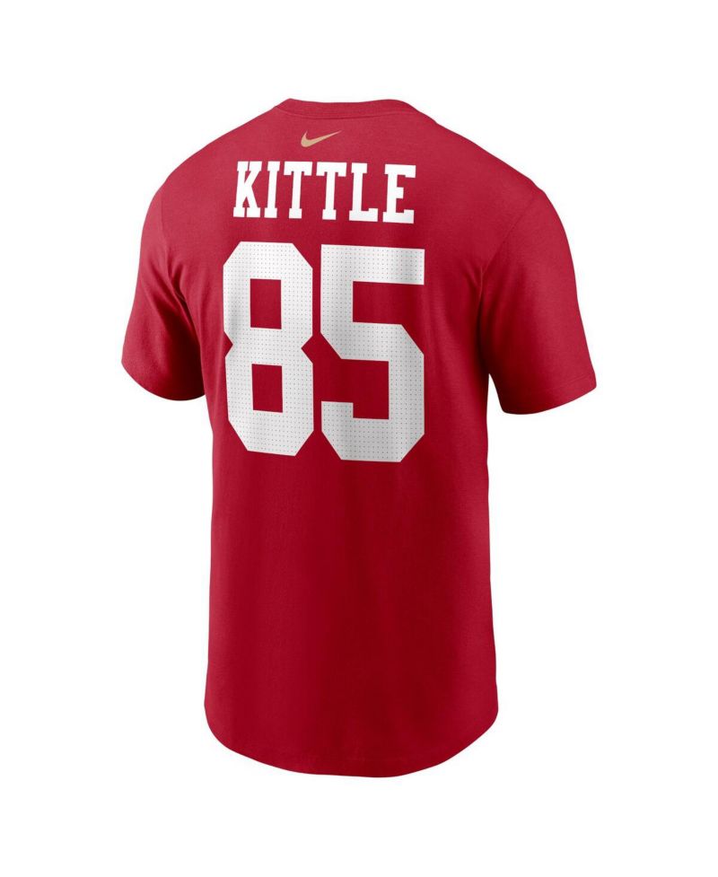 Men's George Kittle Scarlet San Francisco 49ers Player Name and Number T-shirt
