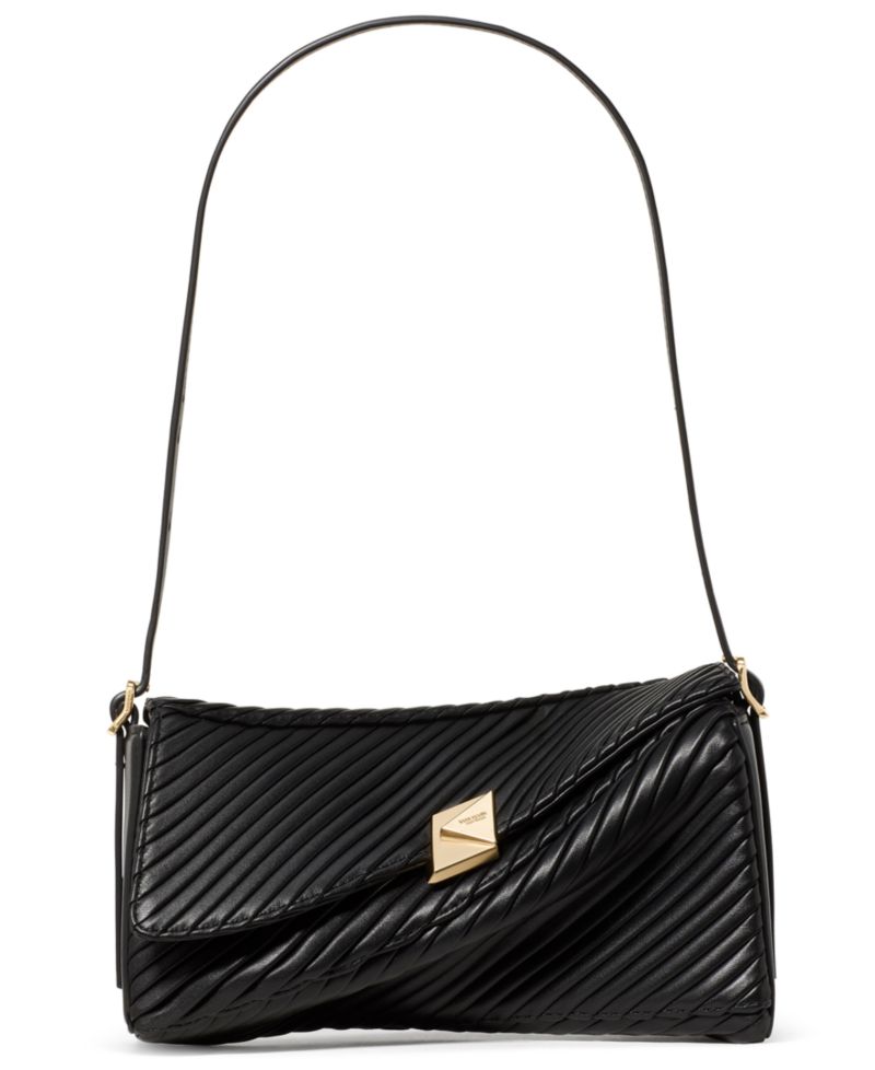 Deco Pleated Twisted Flap Small Shoulder Bag