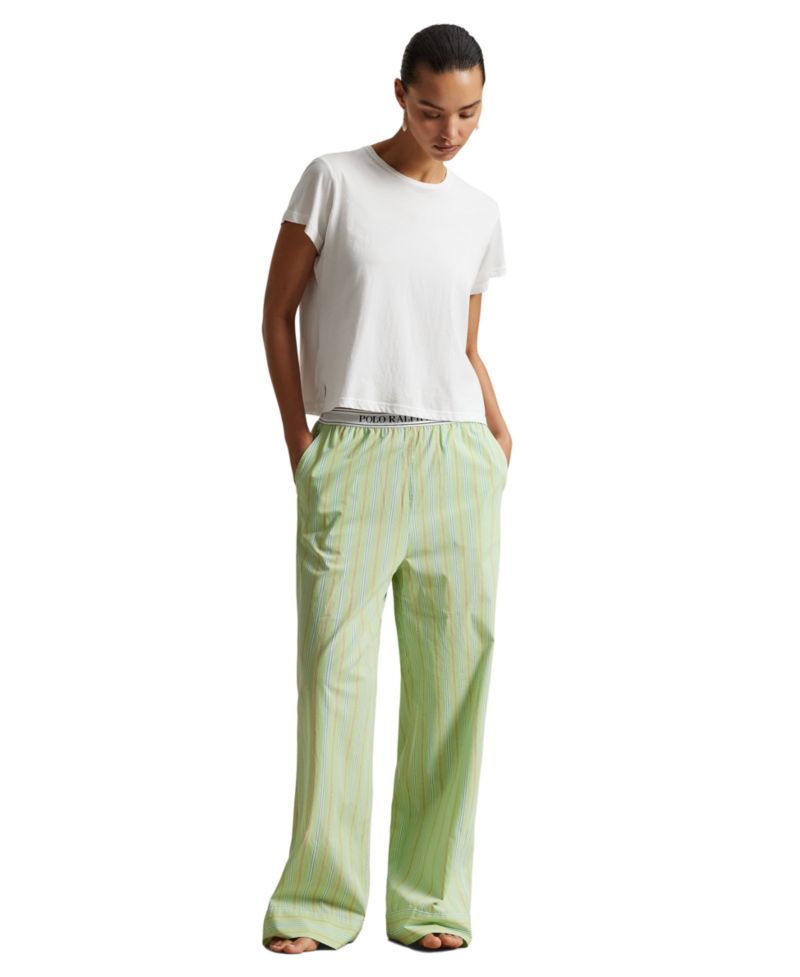 Women's Logo Elastic Mid Rise Striped Sleep Pants