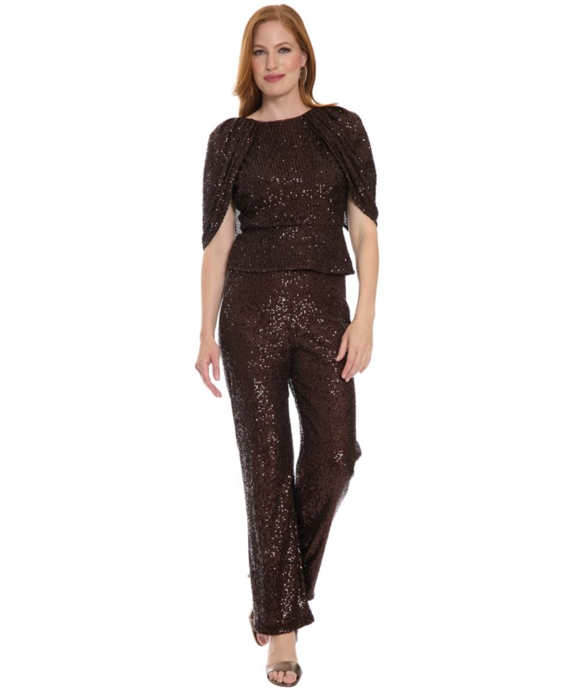 Women's Sequin Boat Neck Short-Sleeve Top