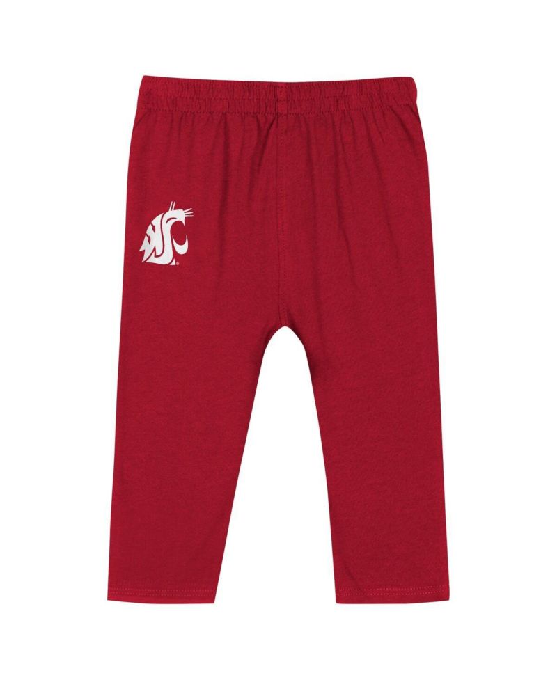 Baby Boys and Girls Crimson Washington State Cougars Double Up Long Sleeve Bodysuit Pant Set