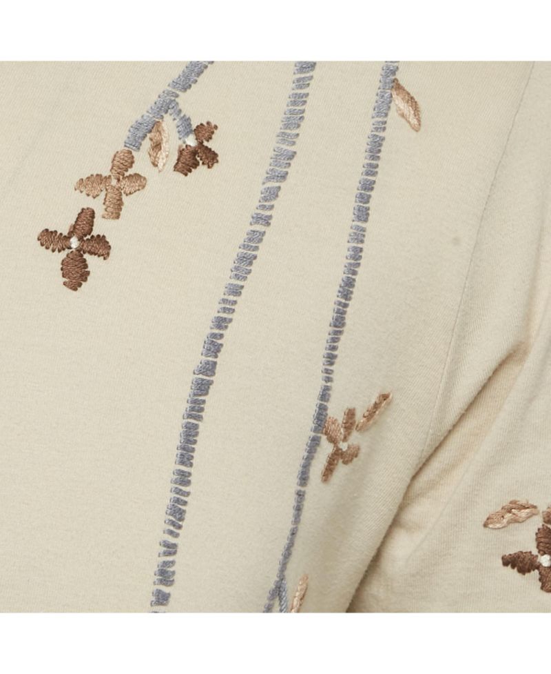 Men's Floral Embroidered Jersey V-Neck T-Shirt
