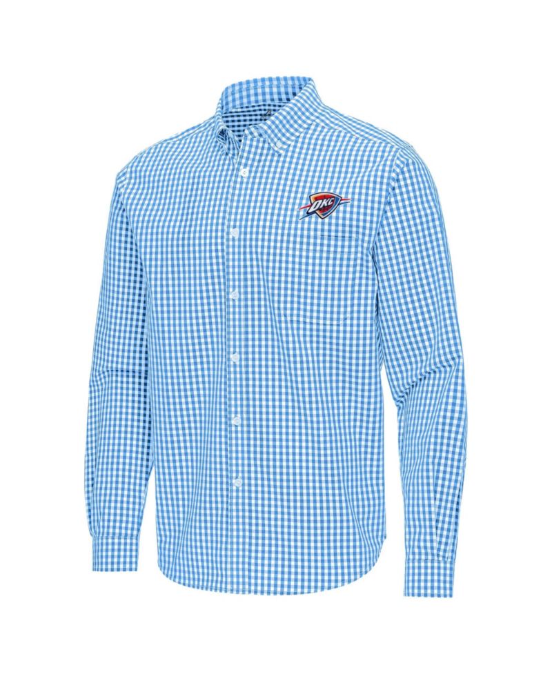 Men's Powder Blue Oklahoma City Thunder Ellis Woven Tri-Blend Button-Down Shirt