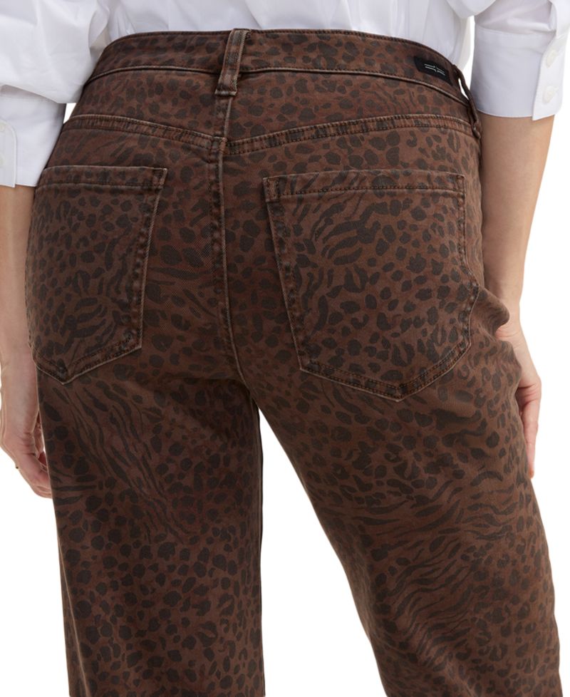Petite Kennedy Straight Leopard Print Straight-Leg Jeans