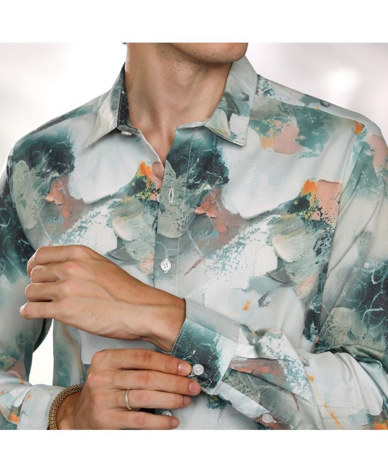 Men's Jungle Green Faded Bloom Shirt
