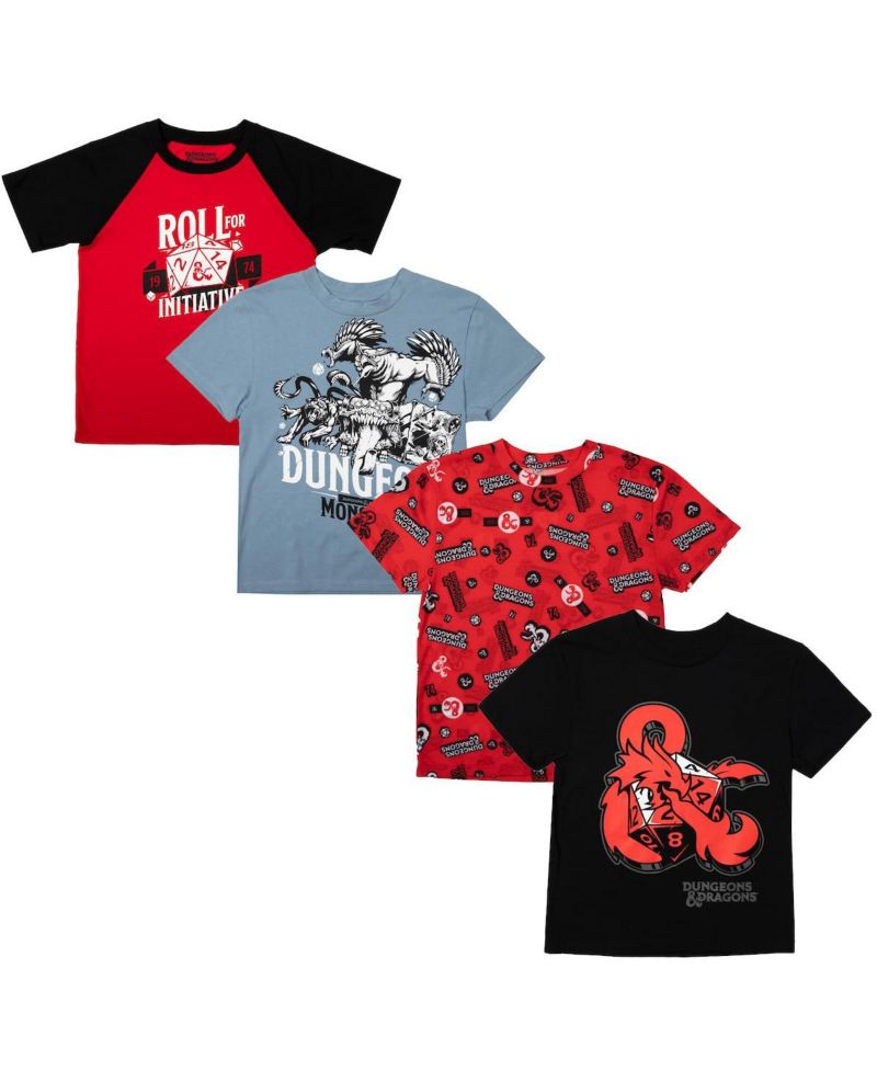 Dungeons and Dragons Youth Boys 4- Pack Tees-Large